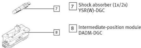 Shock absorber (1x/2x) YSR(W)-DGC Intermediate-position module DADM-DGC