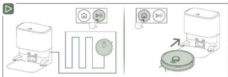 Diagram showing two smart home control system setups with labeled buttons and a circular device, likely illustrating home control or navigation.