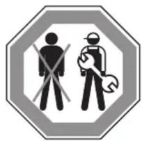 Safety warning sign with pictogram of two workers crossed over, one using a wrench and the other wearing a helmet
