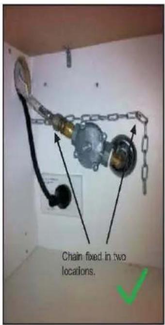 Chain fixed in two locations.