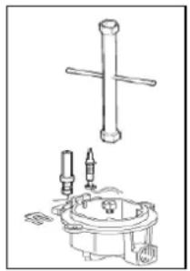 Technical line drawing of a mechanical assembly with no visible text or symbols