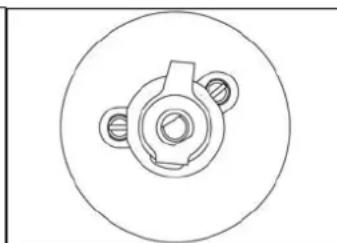 Technical line drawing of a mechanical component with concentric circles and central hub (no text or symbols)