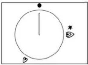 Simple circular diagram with a vertical line, star, and directional arrows (no text or symbols)