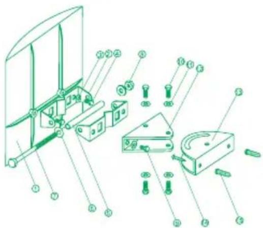 Technical diagram of a mechanical assembly with numbered components for identification