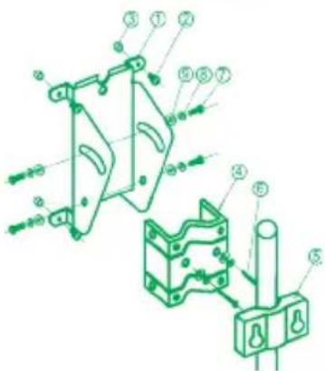 Technical diagram of a mechanical assembly with numbered components and labeled parts
