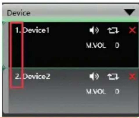 Device 1. Device1 M.VOL 0 2. Device2 M.VOL 0