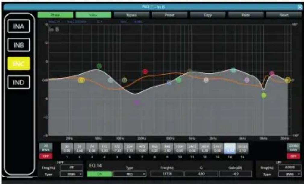 Audibax MA4500T DSP Dante - Multi-channel EQ curve display - 1