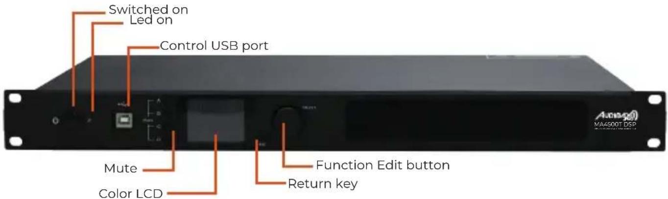 Switched on Led on Control USB port Mute Color LCD Function Edit button Return key Auto40 MA4500T DSP