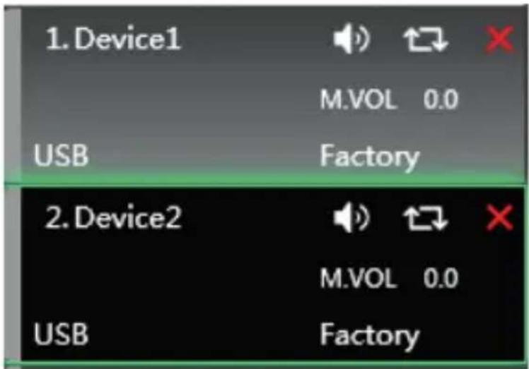 1. Device1 M.VOL 0.0 USB Factory 2. Device2 M.VOL 0.0 USB Factory