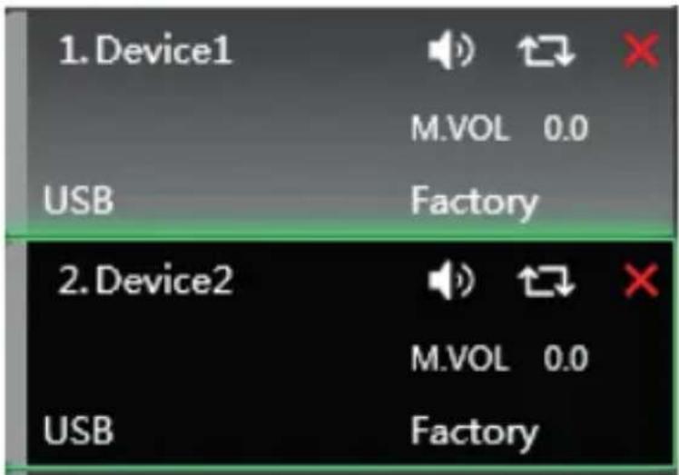 1. Device1 M.VOL 0.0 USB Factory 2. Device2 M.VOL 0.0 USB Factory