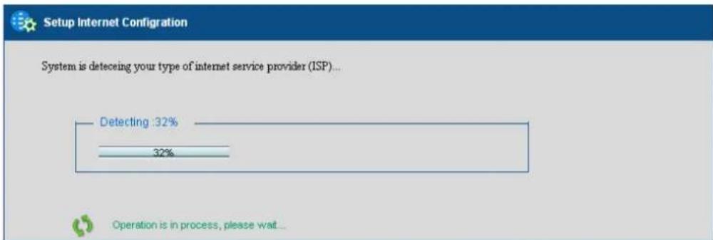 Setup Internet Configuration System is detecting your type of internet service provider (ISP)... Detecting 32% 32% Operation is in process, please wait...
