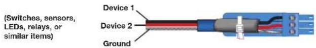(Switches, sensors, LEDs, relays, or similar items) Device 1 Device 2 Ground