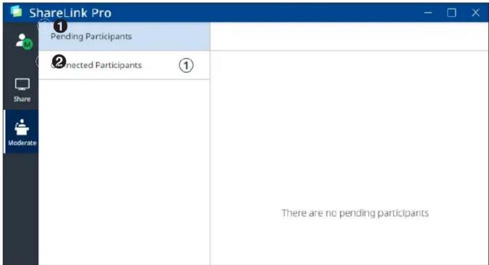 ShareLink Pro Pending Participants Connected Participants There are no pending participants
