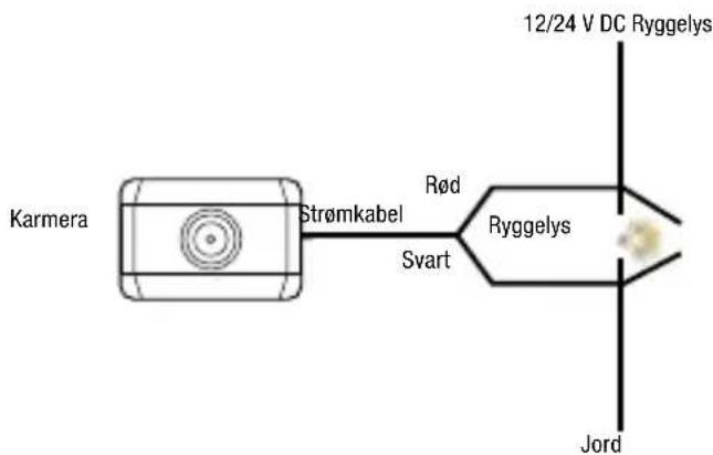 Karmera Strømkabel Rød Svart 12/24 V DC Ryggelys Ryggelys Jord