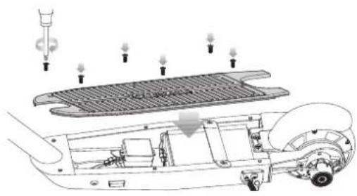 Technical diagram of a vehicle's internal components with labeled parts and assembly lines