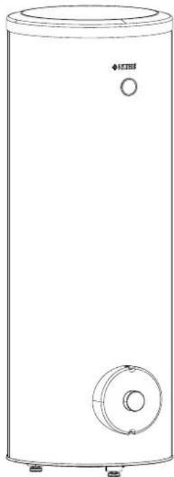 Line drawing of a cylindrical industrial vessel with a circular vent and mounting base (no text or symbols)