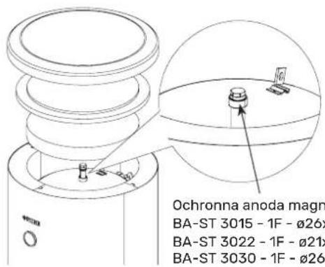 Ochronna anoda magn BA-ST 3015 - 1F - Ø26x BA-ST 3022 - 1F - Ø21x BA-ST 3030 - 1F - Ø26
