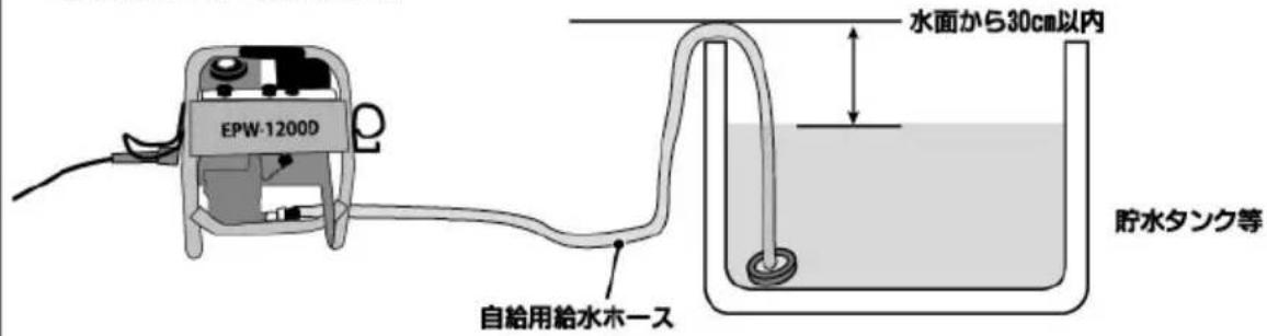EPW-1200D 水面から30cm以内 自給用給水ホース 貯水タンク等