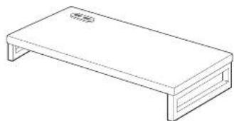 Simple line drawing of a rectangular table with two legs and a central shelf (no text or symbols)