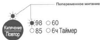Попеременное мигание Кипячение Повтор 98 ○ 60 ○ 85 ○ 64 Таймер