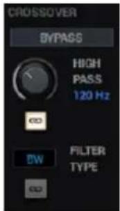 CROSSOVER BYPASS HIGH PASS 120 Hz SW FILTER TYPE