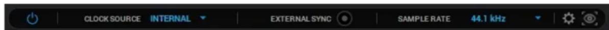CLOCK SOURCE INTERNAL EXTERNAL SYNC SAMPLE RATE 44.1 kHz