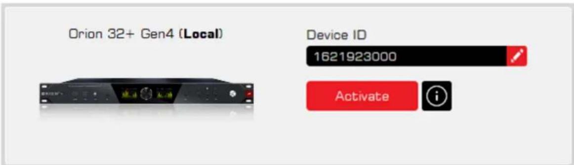 Orion 32+ Gen4 (Local) Device ID 1621923000 Activate