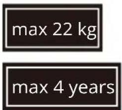 max 22 kg max 4 years