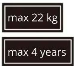 max 22 kg max 4 years