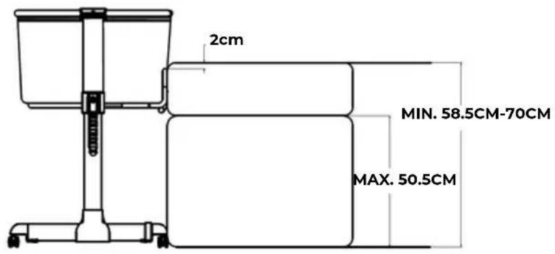 2cm MIN. 58.5CM-70CM MAX. 50.5CM