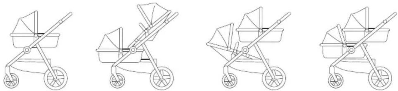 Beemoo Pro Multi 2 Carrycot - MULIGE POSITIONER VED BRUG AF LIGGEDEL OG/ELLER KLAPVOGNSSÆDE - 1