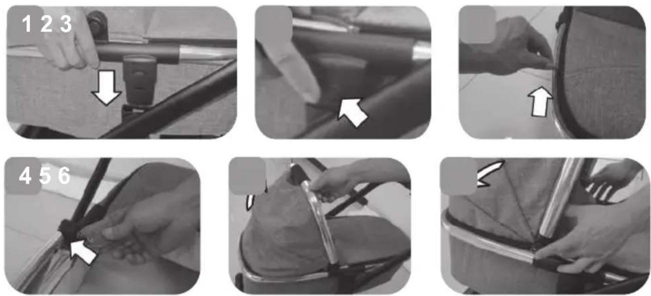 Beemoo Pro Multi 2 Carrycot - ATTACH THE CARRYCOT TO THE STROLLER & CARRYCOT ADJUSTMENTS - 1