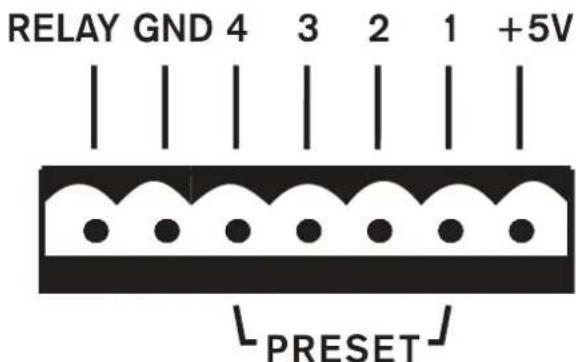 RELAY GND 4 3 2 1 +5V PRESET
