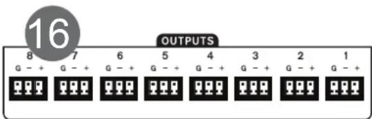 16 OUTPUTS 8 7 6 5 4 3 2 1 G - + G - + G - + G - + G - + G - +