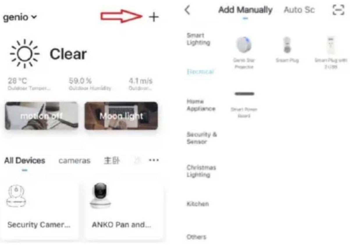 genio Clear 28 °C Outdoor Temper... 59.0 % Outdoor Humidity 4.1 m/s Outdoor... mption off Moon light All Devices cameras 主卧 ... Security Camer... ANKO Pan and... Add Manually Auto Sc Smart Lighting Genix Star Projection Smart Plug Smart Plug with 21/365 Electrical Home Appliance Smart Power Board Security & Sensor Christmas Lighting Kitchen Others