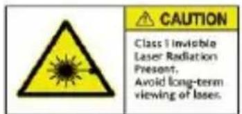 CAUTION Class 1 Invisible Laser Radiation Present, Avoid long-term viewing of lasers.