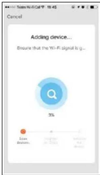 Cancel Adding device... Ensure that the Wi-Fi signal is g... 3% Scan Balance...