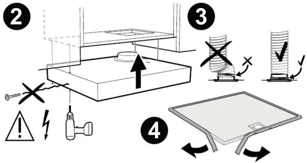 Diagram illustrating four steps of a mechanical or electrical installation procedure: pinning, tooling, assembly, and mounting.
