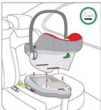Diagram of car seatbelt seat with labeled components and directional arrows indicating movement or force