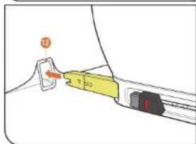 Diagram showing a cable connector with labeled pins and an orange arrow indicating direction