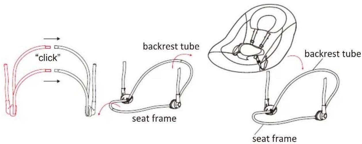 "click" backrest tube seat frame backrest tube seat frame