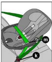 Diagram of a car steering wheel with labeled parts m and k, showing gear and hub connections
