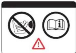 Warning sign with prohibition symbol, open book icon, and warning triangle