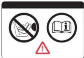 Warning sign with prohibition symbol, open book icon, and warning triangle