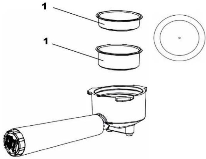 Technical diagram of a mechanical device with labeled components and cross-sectional view