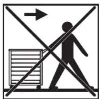 Warning sign with pictogram of a person crossing over a barrier, indicating blocked or invalid conditions.