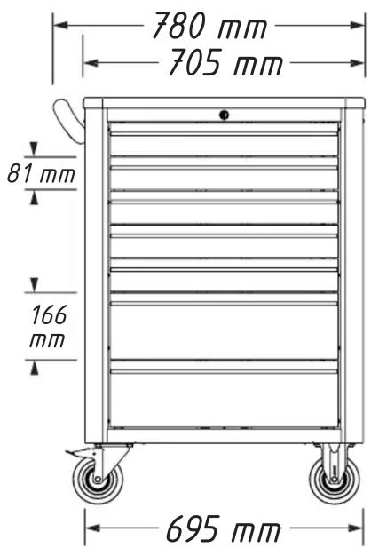 780 mm 705 mm 81 mm 166 mm 695 mm