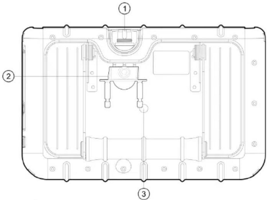 Technical diagram of a device casing with numbered components for identification