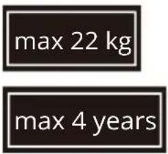 max 22 kg max 4 years