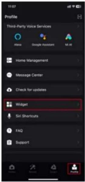 Profile Third-Party Voice Services Alexa Google Assistant MI AI Home Management Message Center Check for updates Widget Siri Shortcuts FAQ Support Profile